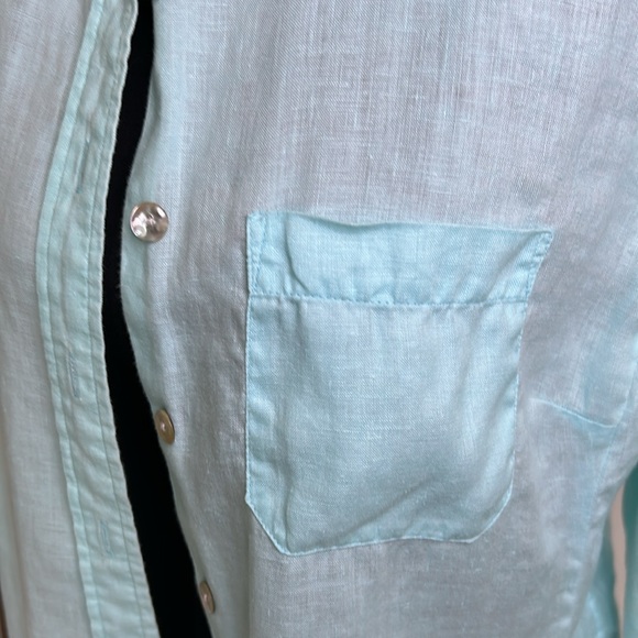 DRESSBARN Womens LINEN Acqua casual Button-Up Shirt size M - Picture 9 of 13